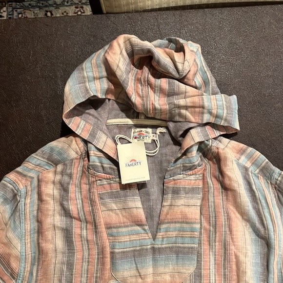 NEW Faherty Baja Striped Cotton Hoodie - rare find! - Picture 3 of 5